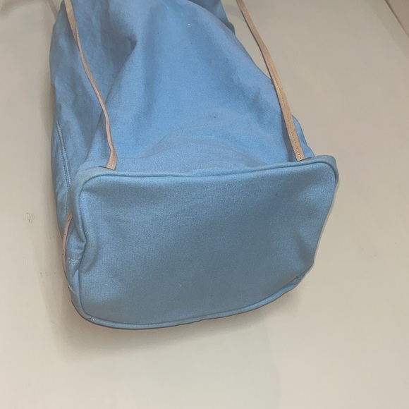 J. Crew Light Blue Cotton canvas & leather straps backpack / Bag preowned - Picture 5 of 7